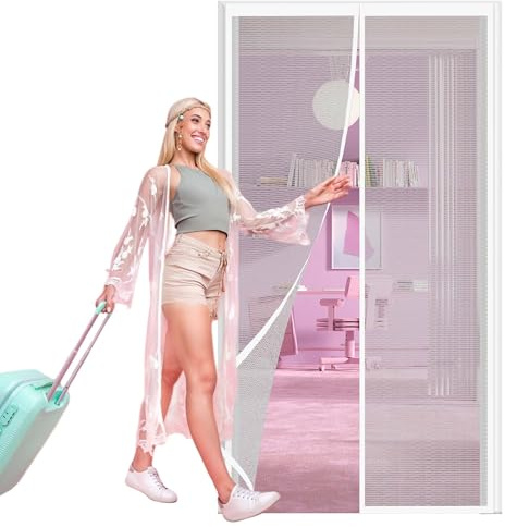 Zanzariera Magnetica per Porte Finestre 68 x 230 cm Anti Zanzare Insetti Bianca Zanzariere Porte per Balcone, Soggiorno, Cantine, Terrazze, Bianco