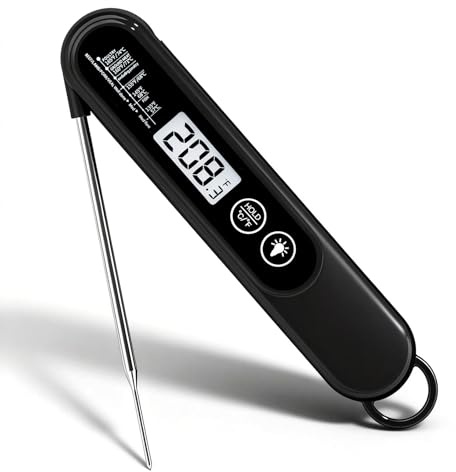 Charmline Termometro di alta precisione, precisione ± 1 °C, termometro per carne, cottura e grigliate, display LCD ad alta risoluzione con retroilluminazione