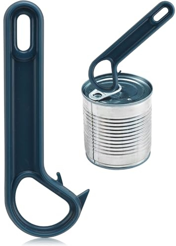 Teouuas Abre Latas de Anilla Fácil de Abrir, Abrelatas Manual, Abrelatas, Abridor de Latas, para Lata, Refrescos, Cerveza, Lata y Comida para Gatos (Azul)