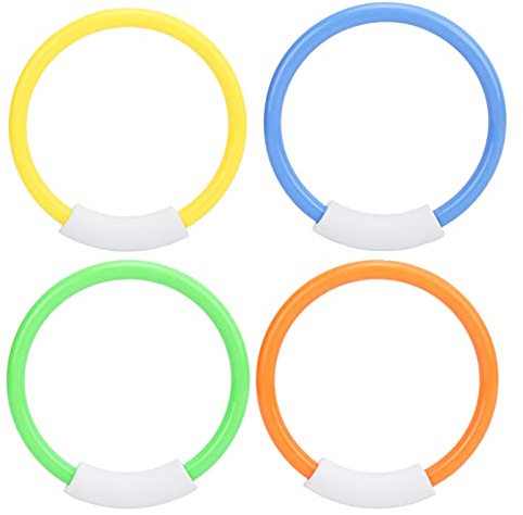 plplaaoo Anillos de Buceo Juguetes para Piscina Paquete de 4 Anillos de Entrenamiento de natación subacuática de plástico Duradero no tóxico para niños Naranja Amarillo Verde 4.4 Pulgadas