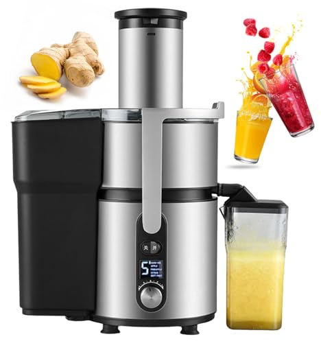 pealiritansemen Exprimidor Centrífugo Profesional De 1250 W, Motor De Cobre, Tolva De 84 mm, 5 Velocidades, Exprimidor De Naranjas De Acero Inoxidable, Alto Rendimiento para Uso Doméstico O Comercial