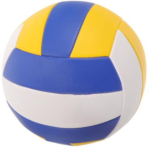 TOYANDONA Ballon de Volley-Ball en Salle Souple 5 Taille Standard, Épaisseur 1,6 Cm, Couleurs Blanc Bleu Jaune, Balle D’entraînement pour Examen D’entrée et Compétition Sportive