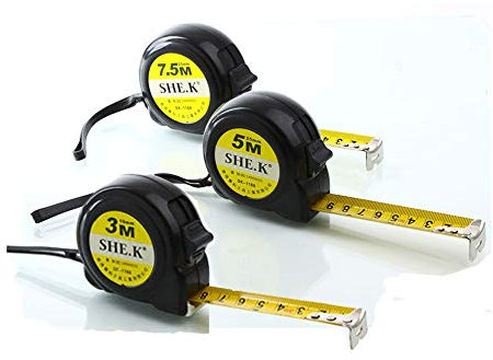NUZAMAS Lot de 3 mètres ruban à mesurer rétractables de 7,5 m, 5 m, 3 m rétractables, très résistants, métriques, pouces et mesures impériales – pour la construction, l'entrepreneur et le bricolage -