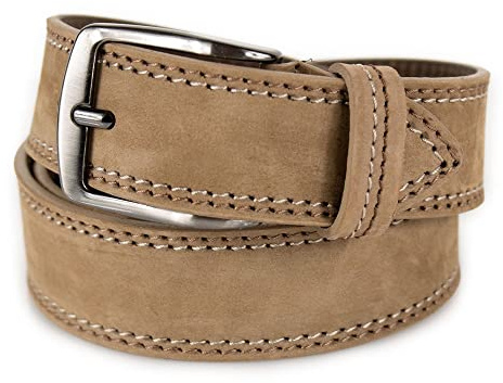 Emila Cintura tortora uomo pelle nabuk 4cm cinta scamosciata 40 mm artigianale da ragazzo casual sportiva con fibbia ardiglione per jeans x pantaloni made italy belt di moda 100 Vera Pelle Taupe
