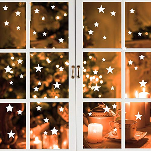 Wandtattoo Loft Immagini di Natale con stelle – Riutilizzabili – fogli A4 – 46 adesivi – Decorazione natalizia per finestra della cameretta dei bambini – Immagini di Natale – Finestre di Natale –