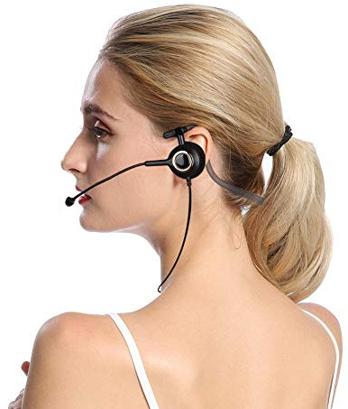 Bewinner1 Headset för callcenter, trådlösa hörlurar för brusreducerande mikrofonheadset för kontor, lätt PC-headset bekvämt, professionellt headset för webinar (utan adapter)