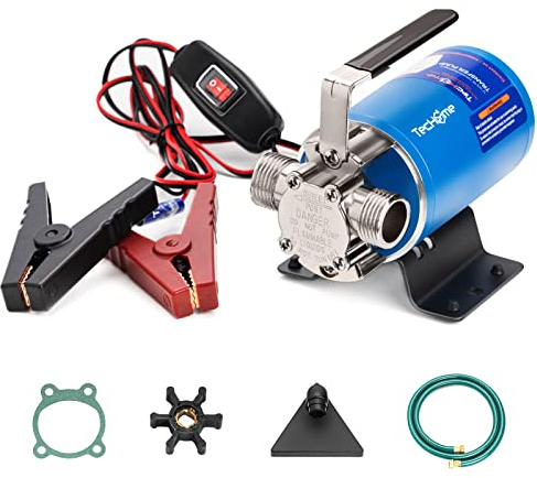 12V Portable Electric Utility Water Transfer Pump, with ON/OFF Switch and Suction Hose Kit.