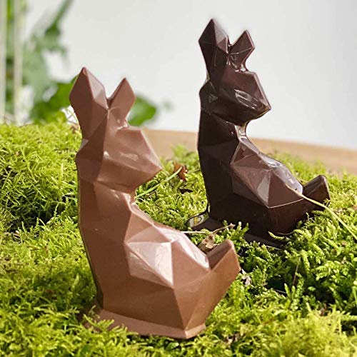 LOT DE 2 Moulage chocolat de Pâques FLAVIEN LE LAPIN ORIGAMI 2x40g - chocolat de Pâques - Fabrication 100 % artisanale et Française - chocolat lapin poule cloche poussin oeuf