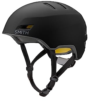 SMITH Express Cycling Helmet – Adult Road Bike Helmet with MIPS Technology – Lightweight Impact Protection for Men & Women – Removable Visor + Integrated Rear Light – Black/Matte Cement, Small