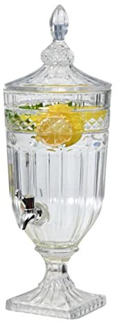 Drinkstuff Arch Pattern Glass Drink Dispenser with Tap - 3 Litre Beverage Jar for Water, Juice, Cocktails, Punch & Soft Drinks - Compact Glass Drinks Server for Home, Parties & Events