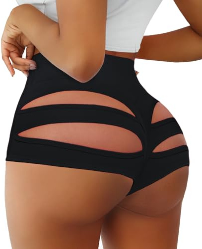Cut Out Yoga Shorts Booty Butt Lifting Scrunch Shorts High Waisted Workout Gym Active Hot Pants Medium #1 Black