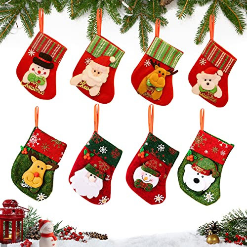 TaozoeyCalze di Natale, 8 Pezzi Mini Calze Natalizie da Appendere, 3D Personalizzate Calze Natalizie, Piccolo Natale Calze Regalo, Decorazione per Calze di Natale