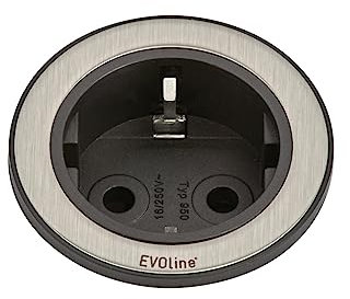 EVOline ONE | Einbausteckdose rund | Rahmen Edelstahl Dekor | 73 x 54 mm