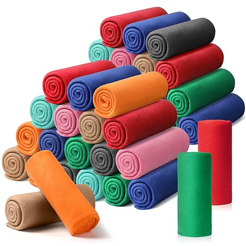 Kinlop 40 Packs Fleece Blanket Bulk 60 x 50 Inch Soft Lightweight Fleece Cozy Blanket Warm Throw Plush Pet Throw for Bed Couch Sofa Home Office Wedding Gifts Travel Camping(Novel Color,40 Packs)