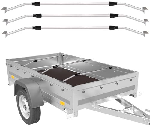 Plutohiker Flachplanenbügel für Anhängerplane 3er Set, Universell Anhängerplanen Haltebügel (Einstellbare Länge 96-140 cm),langlebige & rutschfeste Alu Bügel für Flachplane - 100% Aluminium