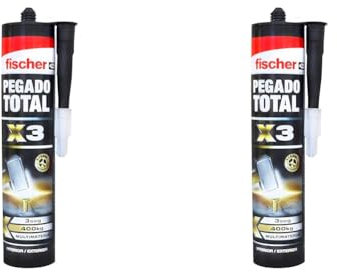 fischer - Pegado total X3, Adhesivo extrafuerte de montaje para muebles, listones de madera (290 ml) (Paquete de 2)