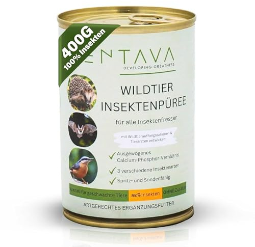 ENTAVA Frisches Insektenpüree - 100% Insekten, Igelfutter, Vogelfutter, Reptilienfutter, (Wild-) vogelfutter, Kleinnagerfutter, Frettchenfutter, Fischfutter (400g (18er Pack))
