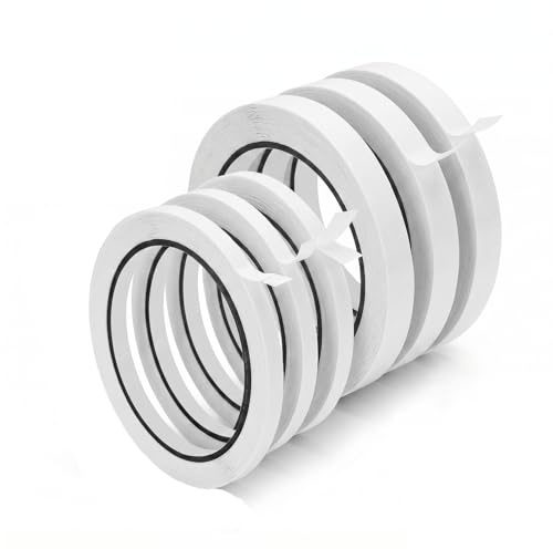 Boeyeleny Dubbelsidig tejp smal, 120 meter tunn tejp för tyg, sömnad och hantverk, 6 mm x 9 mm (3 rullar 6 mm, 3 rullar 9 mm)