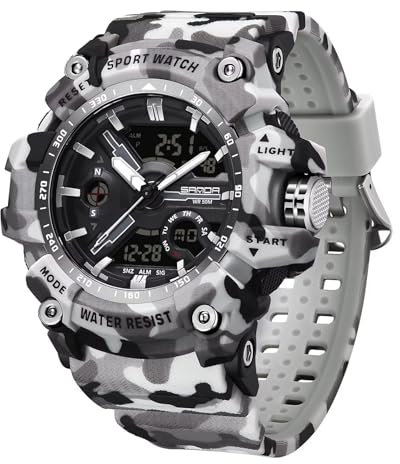 findtime Militär Uhr Herren Military Watch Tactical Outdoor Sport Armbanduhr Digital 5 ATM Wasserdicht Jungen Männer Herrenuhr Schwarz Grün Digitaluhr Chronograph Herren Sportuhr Stoppuhr Wecker
