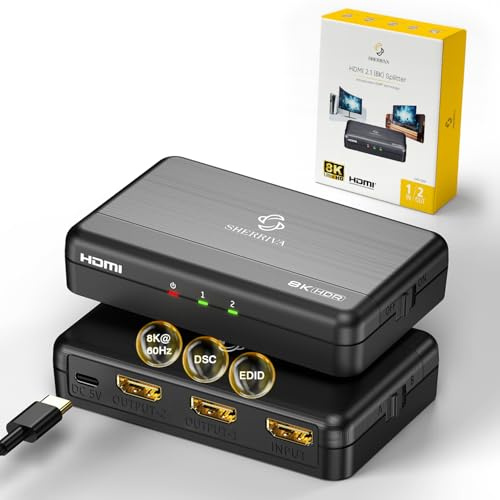 8K HDMI Splitter 1 in 2 Out (Mirror Only) – HDMI 2.1 8K@60Hz, 4K@240Hz DSC