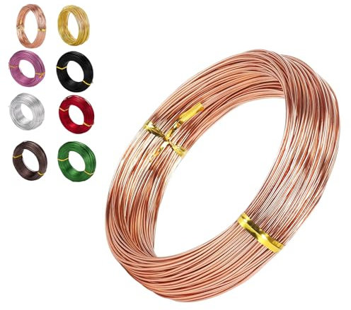 18 Gauge Aluminum Craft Wire, 1mm 150Ft/45m Rose Gold Bendable Metal Craft Wire for Floral, Sculpting, Jewelry, Binding Wire for Wreath Making, Xmas Wreath