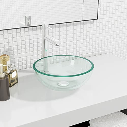 ShGaxin Lavabo de Vidrio, Lavabo sobre Encimera, Lavamanos para Baños, Lavabo Baño, Mueble Lavabo, Muebles De Baño, Templado Transparente 30x12 cm