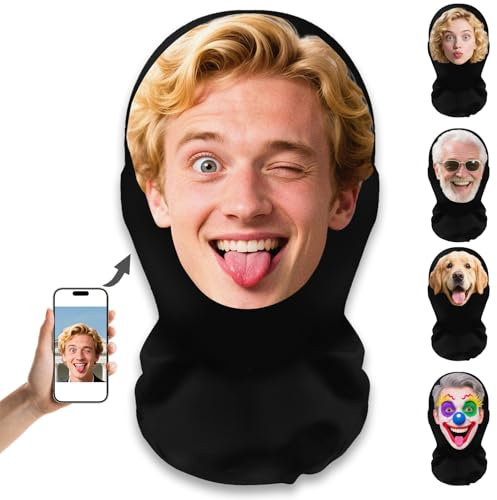 Personalised Face Masks Photo, Customise Balaclava Funny Face Masks, Personalised Masks Full Face Cover, Lightweight Gauze Mesh Breathable, for Party Proms Carnival Cosplay Halloween