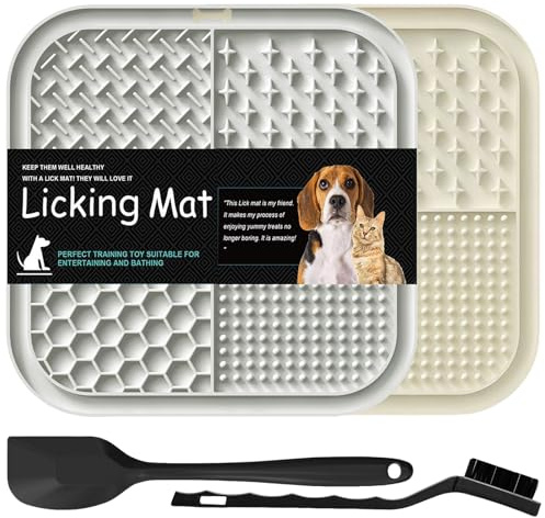 Binnan 2pcs Tapis à Lécher pour Chiens et Chats, Tapis de Léchage Chien, Tapis de Lechage pour Chat, Alimentation Lente pour Soulager L'anxiété, sans Bpa, pour Le Beurre, Le Yaourt