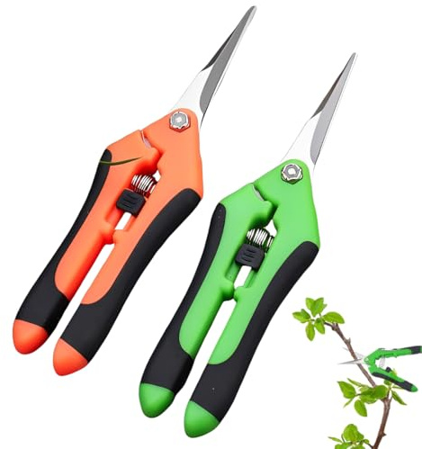 YIPFEN 2 Pezzi Forbici Potatura Professionali Cesoie da Giardinaggio con Lame curve rivestite in Titanio, Forbici da Potatura e Cesoie per Trimming, Bonsai, Raccolta di Piante, Frutta, Verdura, Fiori