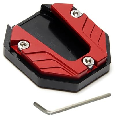 SANDEZI Base Pata Cabra para Yamaha FZ6 FAZER FZ6-N FZ6-S 2004-2007, Extensión Soporte Lateral Estable Almohadilla Antideslizante Placa Ampliadora Accesorios Motocicleta,Red
