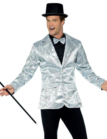 SMIFFYS Giacca con paillette, argento, da uomo Halloween