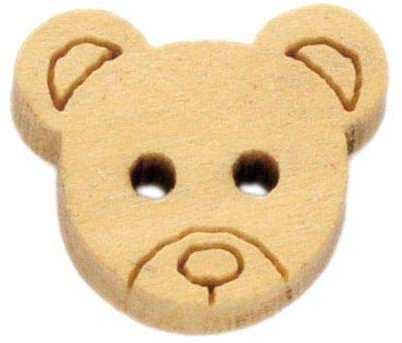 50 Stück Holzknöpfe Knöpfe mit Motiv Bär Teddy Form 13x11mm hellbraun natur