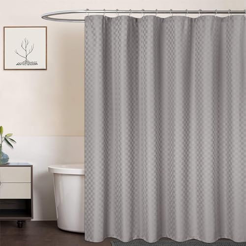 LinTimes Duschvorhang Überlänge, Hotel Luxury 190 GSM Thick Polyester Duschvorhang Shower Curtain, Grau, 180x240 cm (Verpackung MEHRWEG)