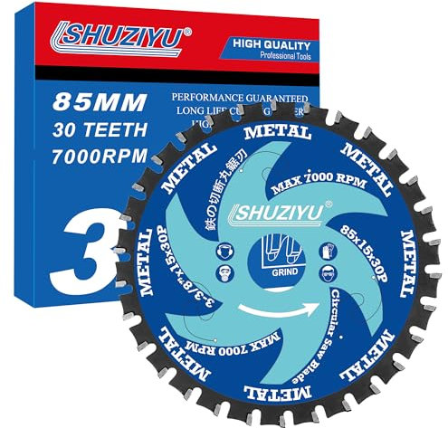 LSHUZIYU 85mm 30T, Kreissägeblatt für Stahl, Mittelloch 15mm, Akku-Sägezubehör, Sägeblatt für Metall