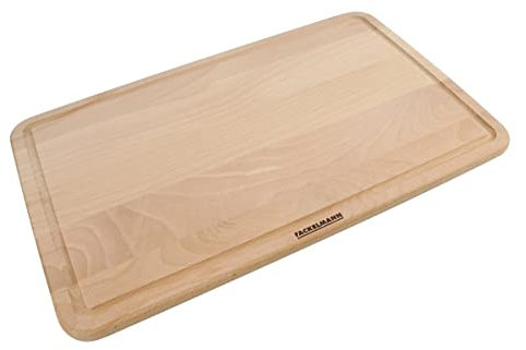Fackelmann Schneidebrett Holz mit Saftrille – Aus FSC zertifiziertem Buchenholz – Praktische Saftrille zum Abfließen von überschüssigem Saft – ca. 40 x 26 x 1 cm, Natur