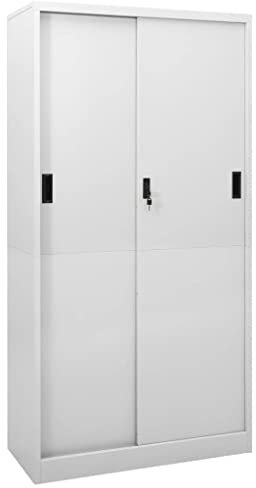 Armoire à bureau porte coulissante Gris clair 90x40x180cm Acier