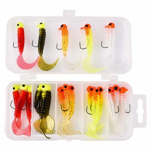 Set di esche morbide da pesca, attrezzatura da pesca, ami bionici, vermi bionici, esche per spigola, trota, lucci, confezione da 20