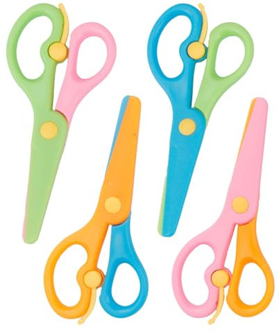Schere für Kinder, kreative Kinderschere, 4 Stück Papierschere, Schulschere, Schere für runde Spitzen, Schere für Basteln, Handwerk, Kunstbedarf, Scrapbooking