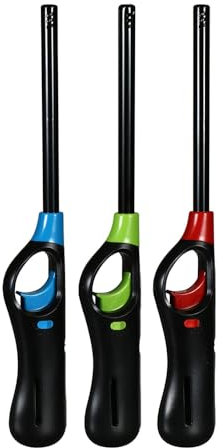 3 x Refillable Lighters Adjustable Flame Windproof Long Reach Candle Lighter for Kitchen Cooking BBQs Camping Wood Burner & Fireworks