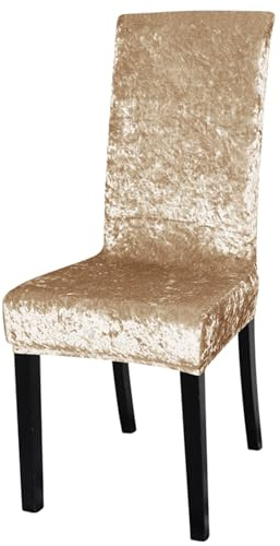 Funda de Sillas Terciopelo Pack de 4/6 Funda Sillas Comedor Anti gatos Fundas para Sillas de Cocinas Ajustables con Respaldo Alto Lavables Desmontables Fundas Sillas Comedor Elasticas(1PC,Gold)