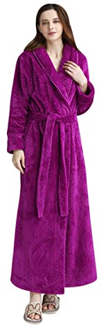 LOIJMK Accappatoio da Donna Lungo Soffice Kimono-Accappatoio per Sauna con Cintura Extra Lungo Accappatoio Casa Accappatoio in Pile Taglie Forti Abbigliamento da Casa Morbido Accappatoio in Spugna