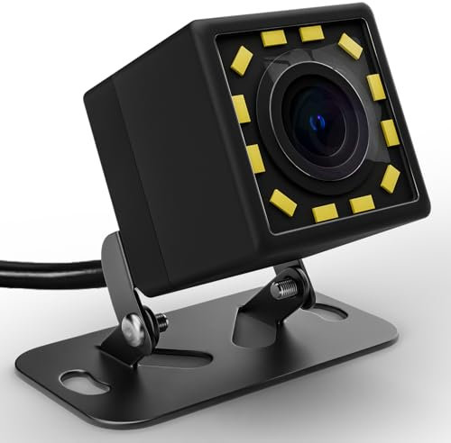 Telecamera Posteriore, Telecamera di Retromarcia per Auto con Visione Notturna Ultra HD a 12 LED, Angolo di Visione di 170°, Impermeabile, Universale a 12 V per Auto/Camion/SUV/RV/Pickup
