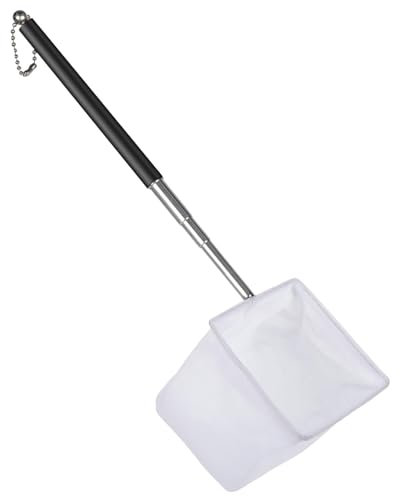 Aquarium Fish Tank Net (5/7.5/10 cm) with Extendable Stainless Steel Handle, Soft Round/Square Fine Mesh for Small Ponds & Shrimp