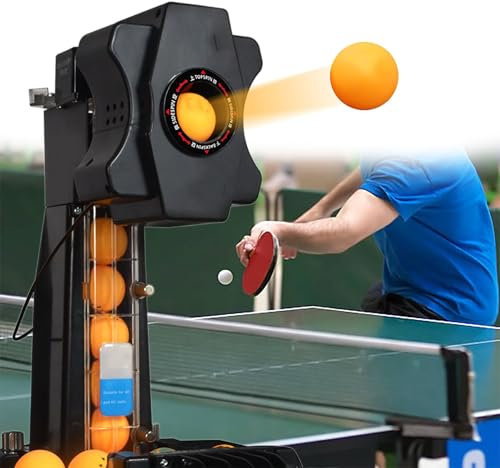 GESAIDES Ping-Pong-Roboter, Tischtennis-Roboter mit Netz, Tischtennisnetz zum Loopable Serve Ping Pong Ball, Tischtennis-Training, mit 100 Bällen