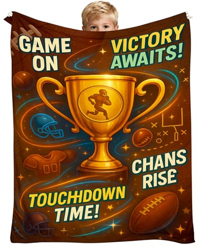 TWILFLNEX Football Blanket 60x50 Inches, Flannel Football Throw Blanket for Boys, Youth Sports Bedding, Cozy Touchdown Champion Blanket Gift for Football Fans, Game Day Room Decor