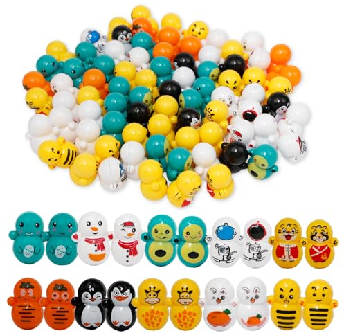 Keboyoe 100 STK Mini Unfallpuppen Spielzeug Stehaufmännchen Diversifizierte Designs Modellieren Cartoon Tumbler Weihnachten für Kinder Geburtstag Weihnachten Party Gastgeschenke