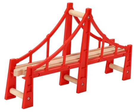 Healifty Ferroviaria in Legno Accessori Binari Treno Modello Cavalcavia Rossi Per Layout Ferroviario Fai Da Te