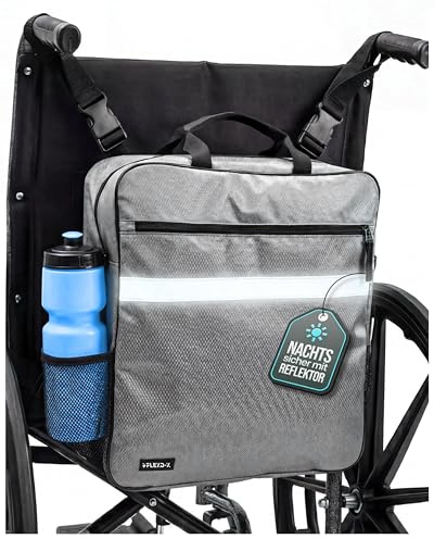 Borsa posteriore per sedia a rotelle di alta qualità – borsa per sedia a rotelle con riflettori e portabottiglie | Zaino universale per sedia a rotelle con ampio spazio di archiviazione