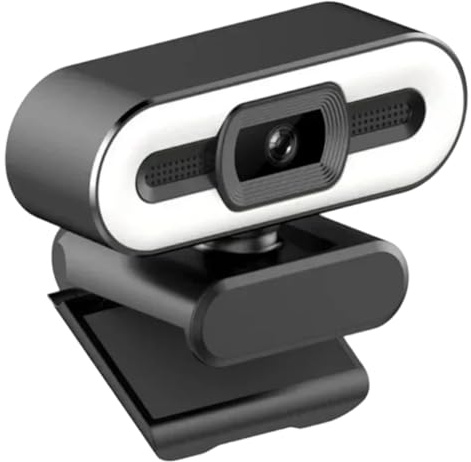 NONDK Auto Focus Full HD 2K/4K Bärbar Webbkamera för PC Laptop för Live Streaming och Mötesapplikationer med Inbyggd Mikrofon och Fyllnadsbelysning 2K
