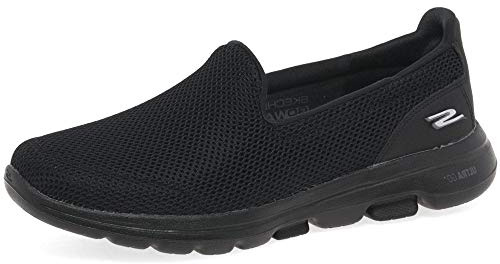 Skechers Go Walk 5, Sneaker Infilare Donna, Nero Black Textile Hot Pink Trim, 41 EU